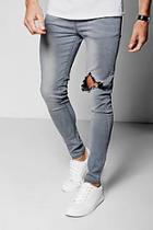 Boohoo Spray On Skinny Jeans With Diamond Knee Rip