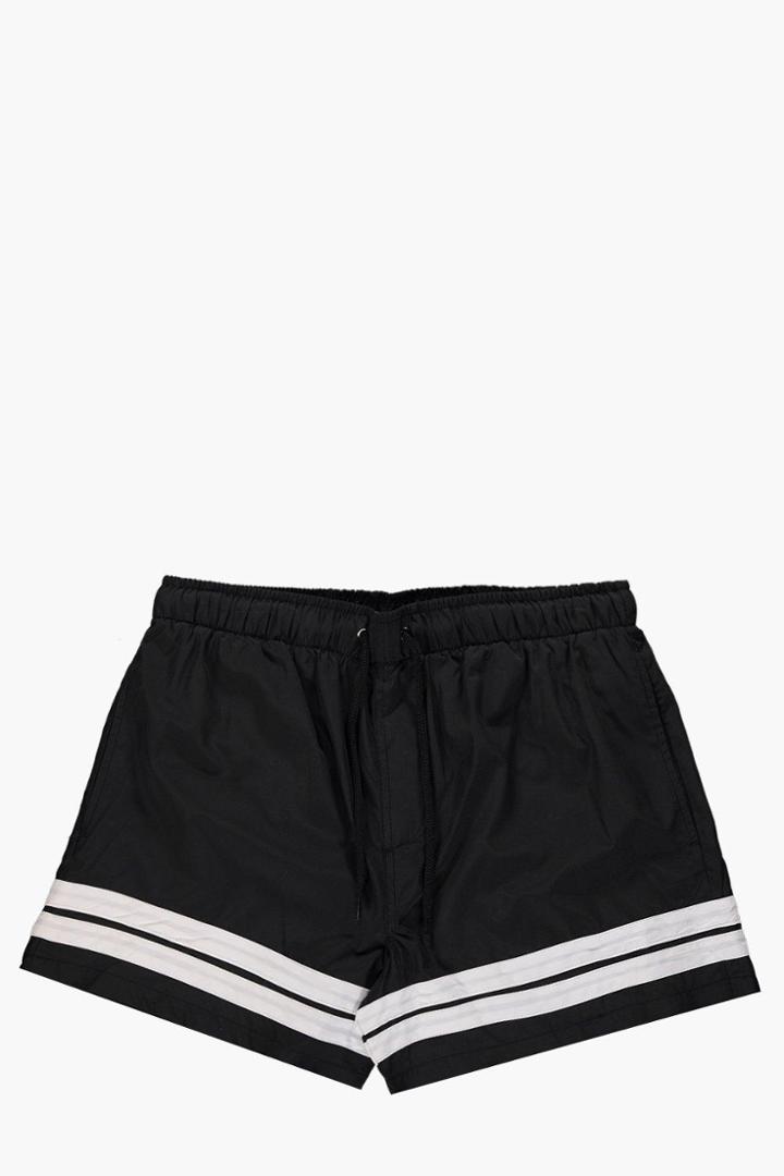 Boohoo Contrast Stripe Swim Shorts Black