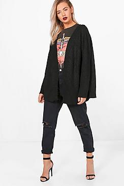 Boohoo Keeley Contrast Rib Edge To Edge Cardigan