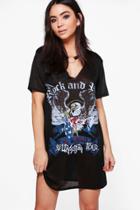 Boohoo Lucy Hardware Choker Knit Band Tee Dress Black