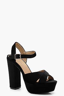 Boohoo Platform Velvet 2 Part Heels