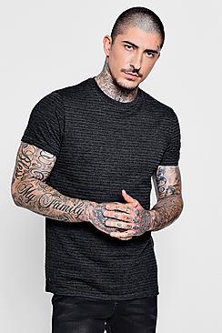 Boohoo Muscle Fit Ribbed Textured Tee