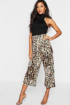 Boohoo Animal Tie Waist Trousers