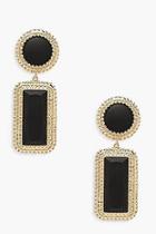 Boohoo Statement Oversized Black And Gold Earrings