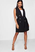 Boohoo Jade Pearl Button Sleeveless Blazer Dress