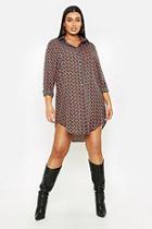 Boohoo Plus Geo Print Oversized Shirt Dress