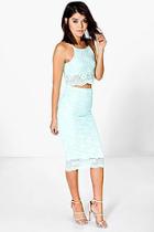 Boohoo Dana Corded Lace Crop & Midi Skirt Co-ord Set