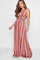 Boohoo Petite Vicky Plunge Ribbon Trim Maxi Dress
