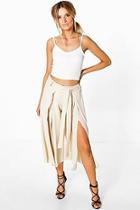 Boohoo Jeni Belted Split Front Woven Culottes