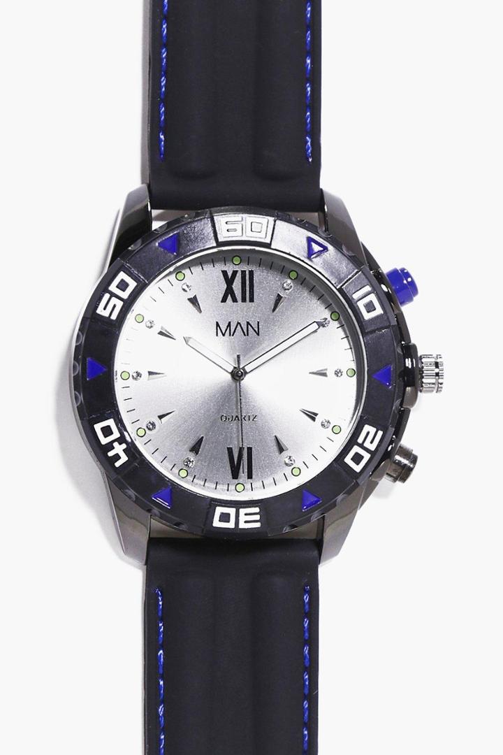 Boohoo Circular Oversized Sports Watch Silver