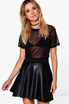 Boohoo Harriet Leather Panel Skater Mini Skirt