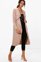 Boohoo Kate Ponte Wrap Front Duster Jacket Sand
