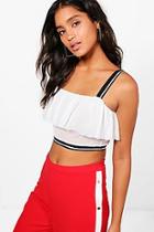 Boohoo Ria Sport Binding Ruffle Mesh Crop Top