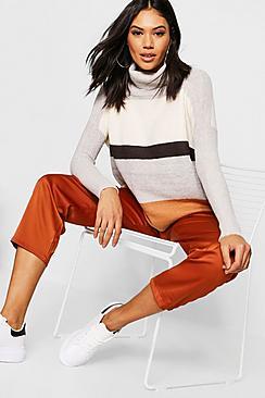 Boohoo Roll Neck Colour Block Jumper
