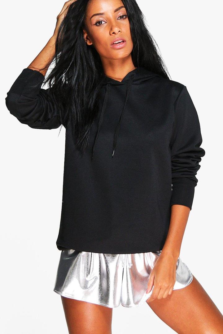 Boohoo Hannah Fit Running Hooded Sweat Black