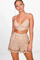 Boohoo Eleanor All Over Embroidered Shorts