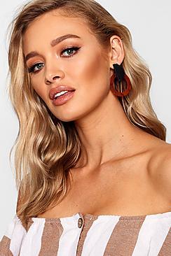 Boohoo Tan Marble Contrast Circle Earrings