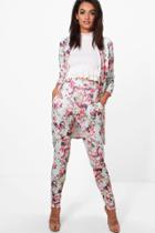 Boohoo Amy Pastel Floral Print Skinny Trouser Multi