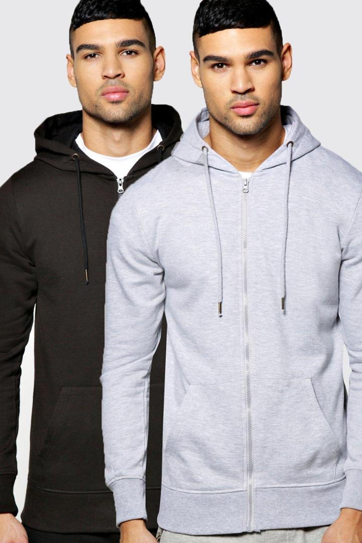 Boohoo 2 Pack Zip Thru Hoodie Multi
