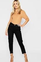 Boohoo Petite Straight Leg Frayed Hem Black Jean