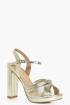Boohoo Lola Knot Front Platform Two Part Gold