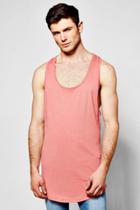 Boohoo Longline Extreme Racerback Curve Hem Tank Top Pink