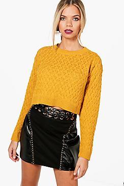Boohoo Cable Crop Jumper