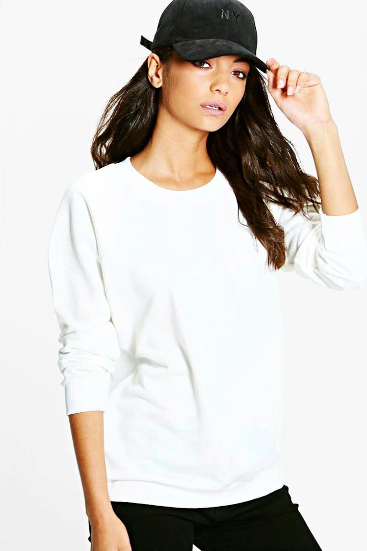 Boohoo Tall Maiya Crew Neck Oversized Sweat Shirt Cream