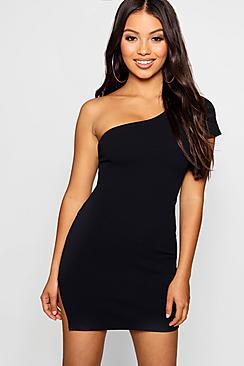 Boohoo Petite One Shoulder Split Hem Mini Dress