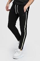 Boohoo Velour Man Signature Joggers With Gold Side Tape