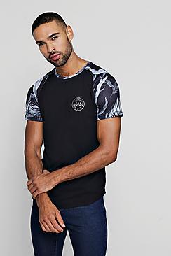Boohoo Muscle Fit Man Print Floral Raglan T-shirt