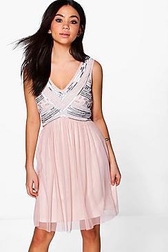 Boohoo Boutique Aimee Beaded Top Swing Dress