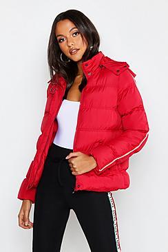 Boohoo Stripe Sleeve Puffer Jacket