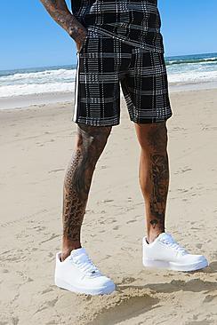 Boohoo Check Mid Length Short With Tape