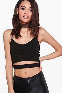 Boohoo Zoe Cut Out Waist Crop