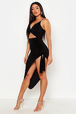 Boohoo Strappy Twist Detail Cut Out Bodycon Midi Dress