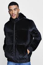 Boohoo Black Oversized Fit Velour Quilted Jacket