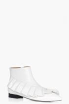 Boohoo Bethany Frilled Pointed Ankle Boot White