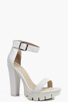 Boohoo Laura Cleated Platform Heels White