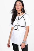 Boohoo Tia Harness Choker 2 In 1 T-shirt