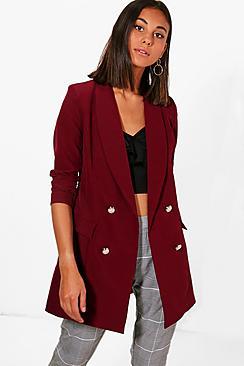 Boohoo Abigail Premium Button Longline Blazer