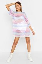 Boohoo Tie Dye Mesh T Shirt Dress