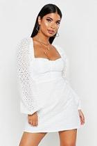 Boohoo Petite Broderie Anglaise Button Through Dress