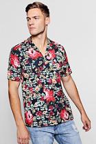 Boohoo Glitch Floral Short Sleeve Revere Shirt