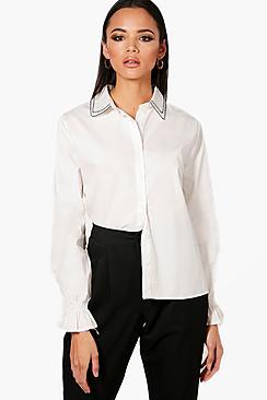 Boohoo Embriodered Collar Detail Shirt
