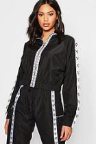 Boohoo Mono Sports Tape Cropped Jacket