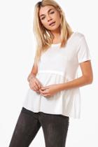 Boohoo Caroline Frill Hem T-shirt Cream