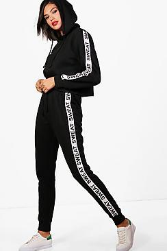 Boohoo Ella Athleisure Sweat Slogan Tracksuit