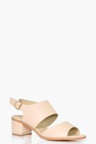 Boohoo Isla Low Heel Gold Trim Heel Sandal Nude
