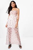 Boohoo Lilly Floral Sleeved Woven Maxi Dress